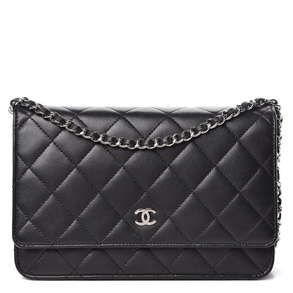 Chanel Lambskin Quilted Wallet On Chain WOC Black 1 of 13