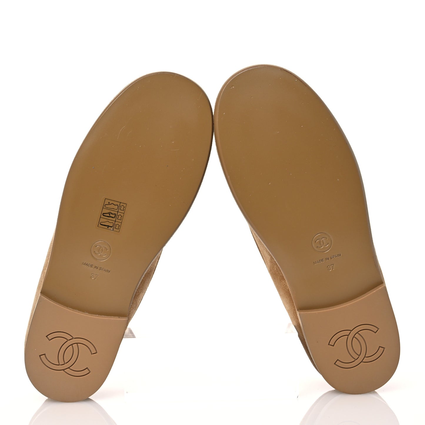 Suede Calfskin CC Loafers 37 Dark Beige