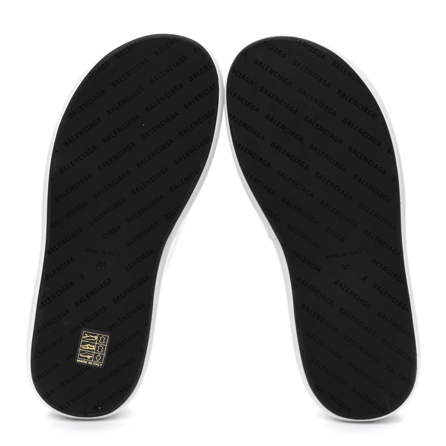 Balenciaga Smooth Nappa Logo Rise Wedge Sandals 39 White Black