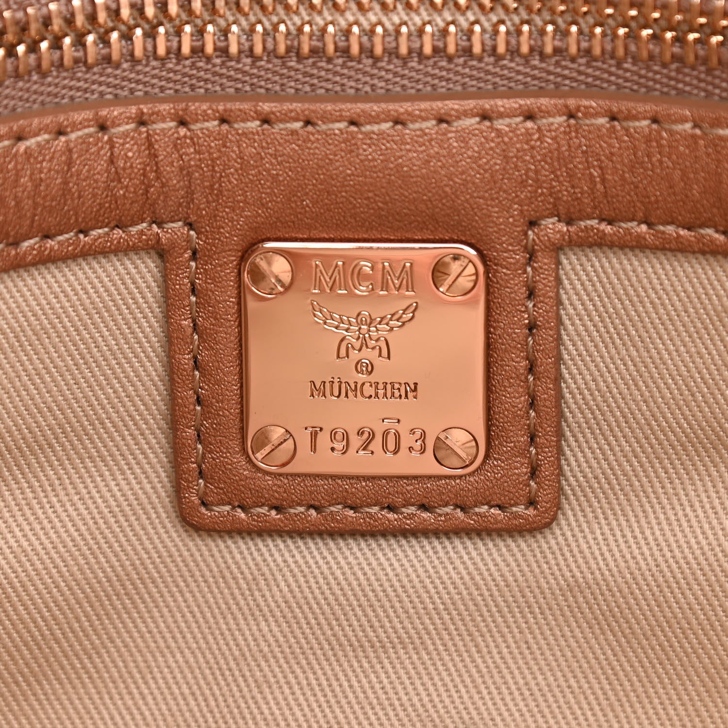 MCM Metallic Visetos Medium Crossbody Pouch Champagne 8 of 10