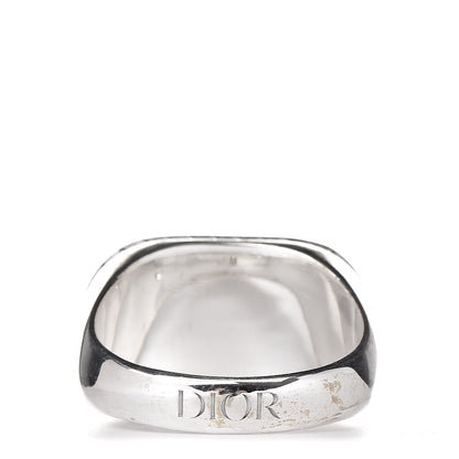 Christian Dior Sterling Silver Onyx Crystal CD Icon Ring 60 9 4 of 5