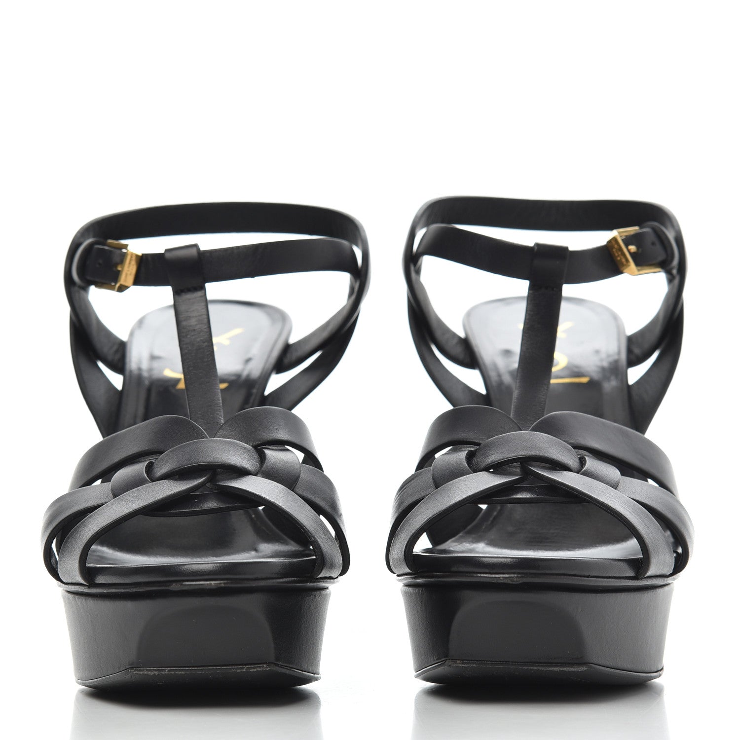 Saint Laurent Calfskin Tribute 75 Platform Sandals 37 Black 2 of 19