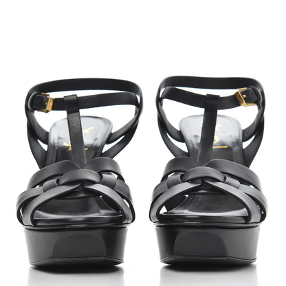 Saint Laurent Calfskin Tribute 75 Platform Sandals 37 Black 2 of 19