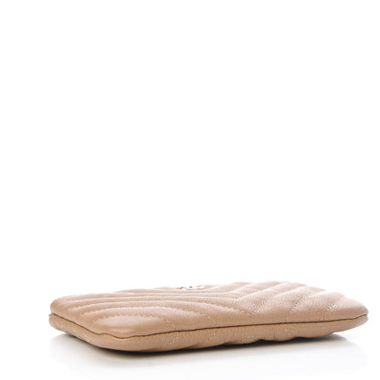 Chanel Crumpled Calfskin Chevron Quilted Small Cosmetic Case Dark Beige 4 of 7