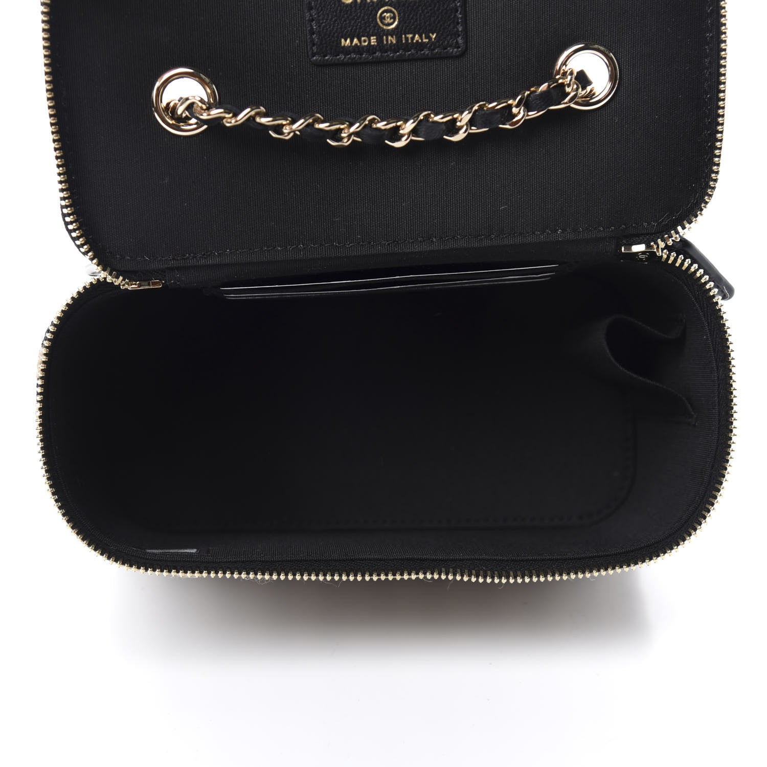 Chanel Raffia Jute Striped Small Vanity Case With Chain Black Beige 5 of 11