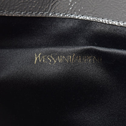 Saint Laurent Textured Patent Monogram Large Belle de Jour Clutch Grey 6 of 9