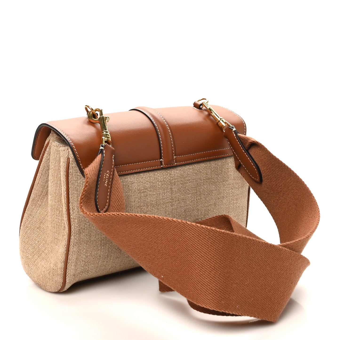 Canvas Calfskin Teen Soft 16 Shoulder Bag Beige Tan