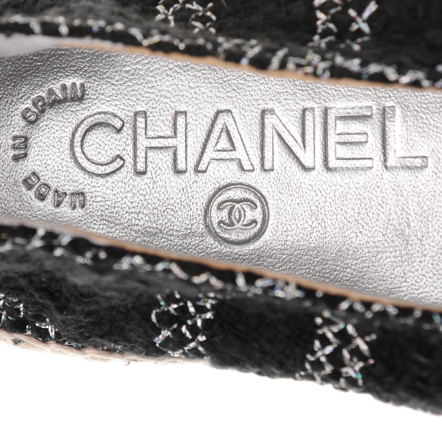 Chanel Tweed Lambskin CC Espadrilles 41 Black Silver 8 of 8