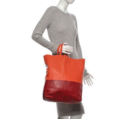 Celine Lambskin Vertical Bi-Cabas Orange Magenta 2 of 6
