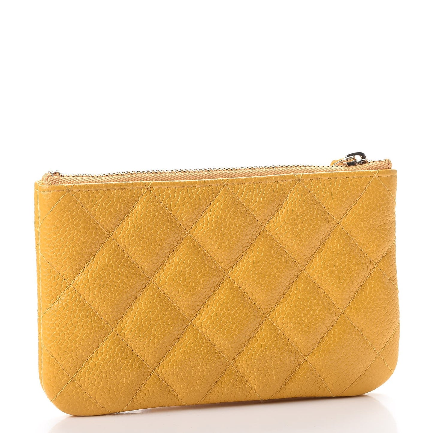 Caviar Quilted Small Cosmetic Case Yellow