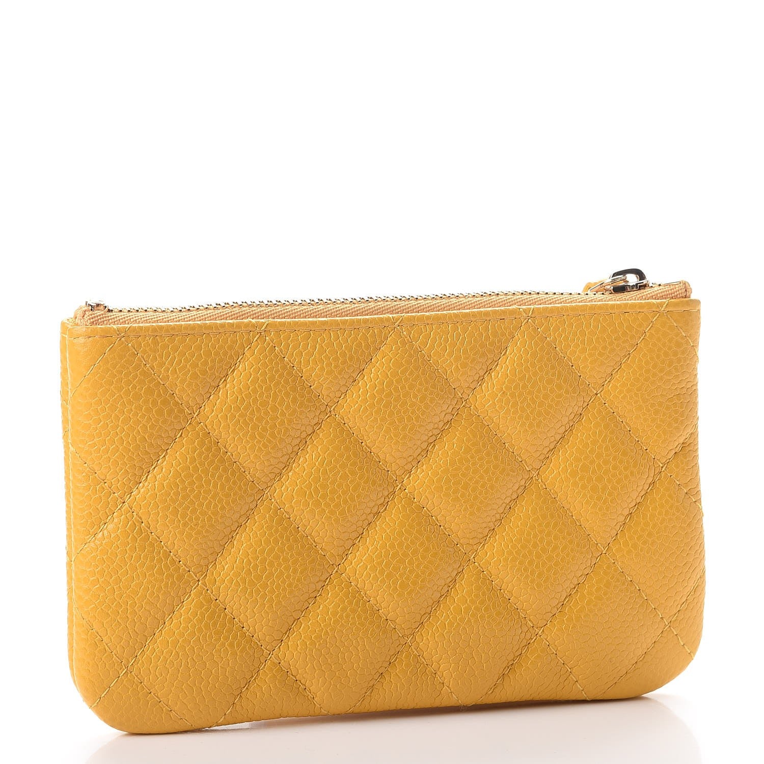 Chanel Caviar Quilted Small Cosmetic Case Yellow 3 of 8