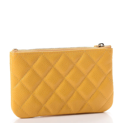 Chanel Caviar Quilted Small Cosmetic Case Yellow 3 of 8
