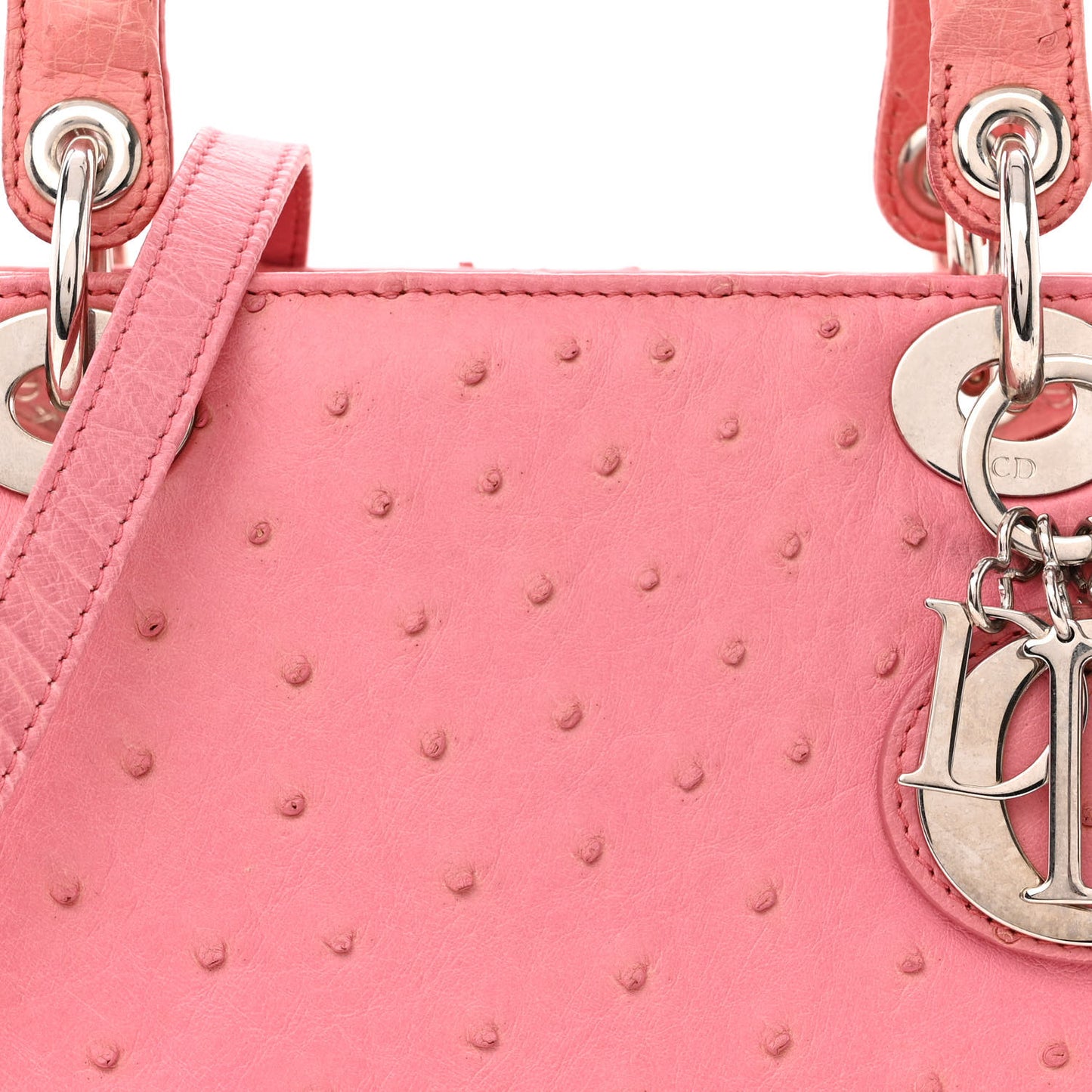 Ostrich Medium Lady Dior Pink