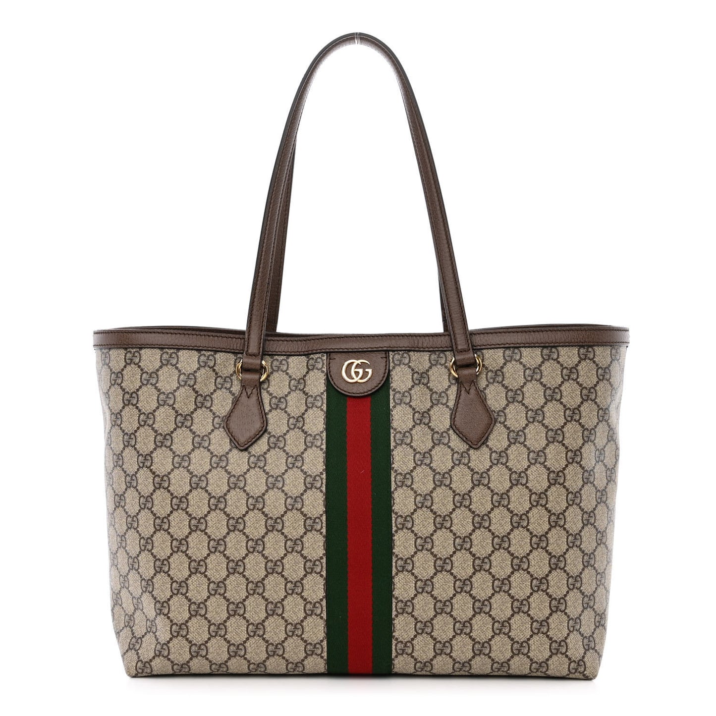 GG Supreme Monogram Medium Ophidia Shopping Tote Brown