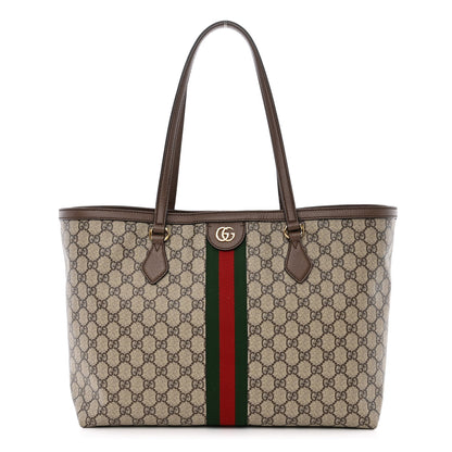 Gucci GG Supreme Monogram Medium Ophidia Shopping Tote Brown 1 of 10