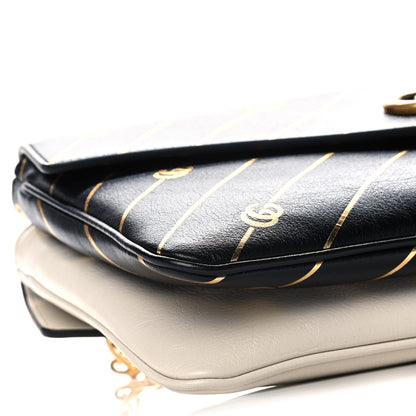 Gucci Calfskin Diagonal GG Medium Thiara Double Envelope Shoulder Bag Black White 11 of 13