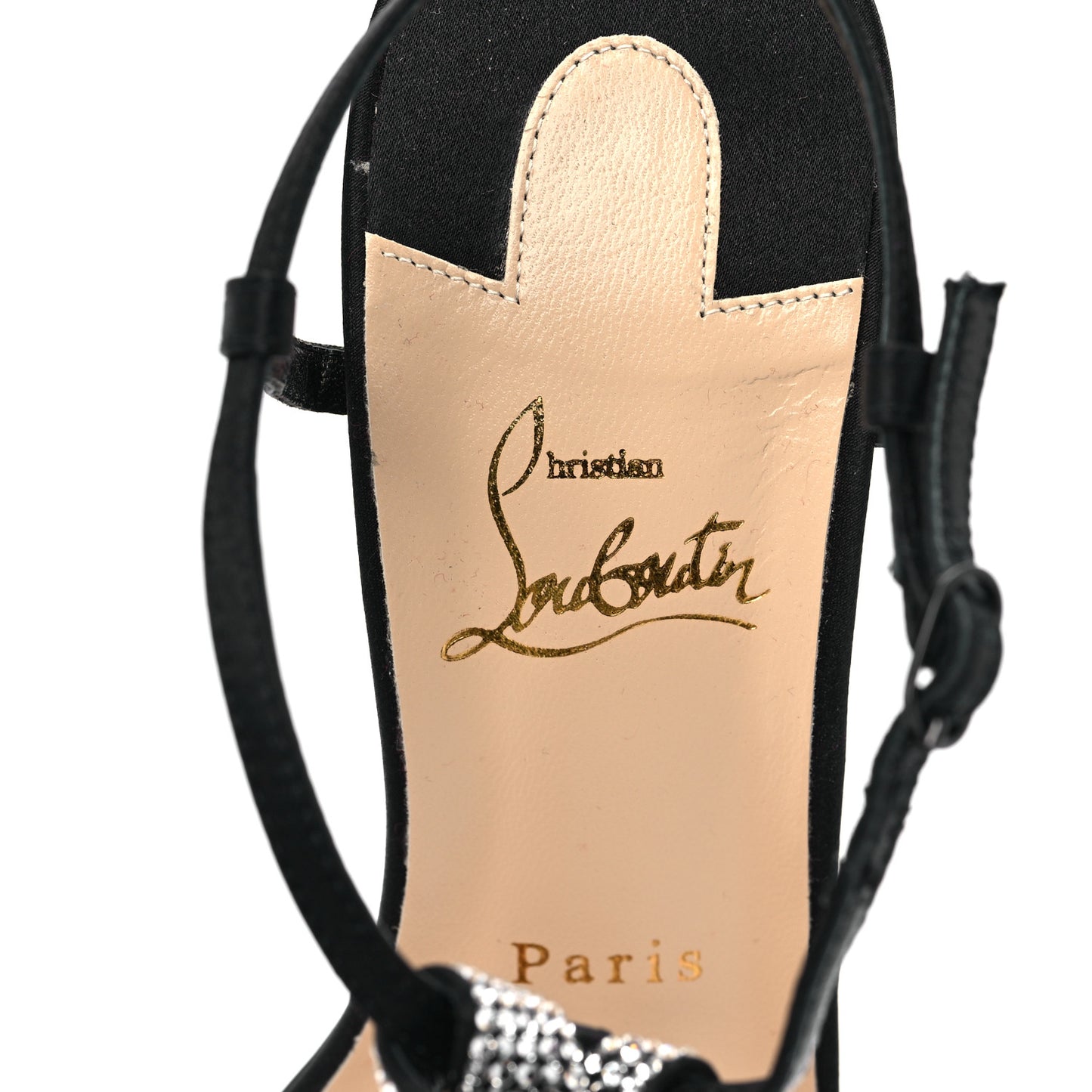 Satin Crepe Strass T Cab 100 T-Strap Sandals 39 Black