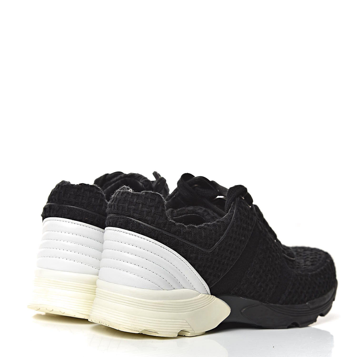 Chanel Tweed Calfskin Sneakers 38.5 Black 4 of 14