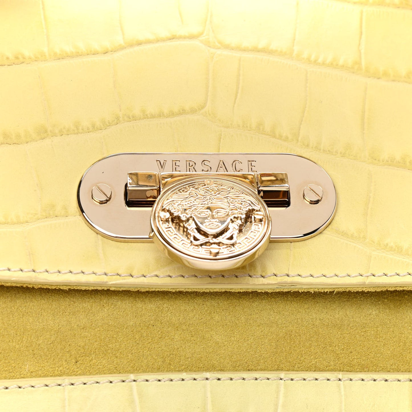 Calfskin Crocodile Embossed Canyon Bag Yellow