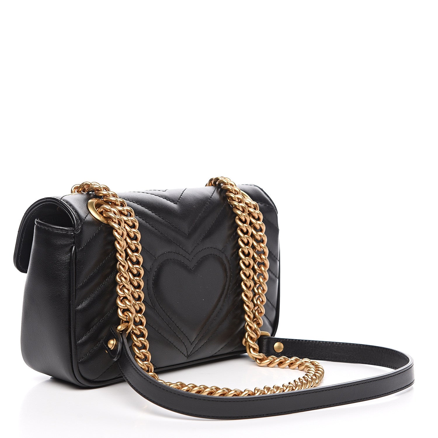 Gucci Calfskin Matelasse Mini GG Marmont Shoulder Bag Black 2 of 9