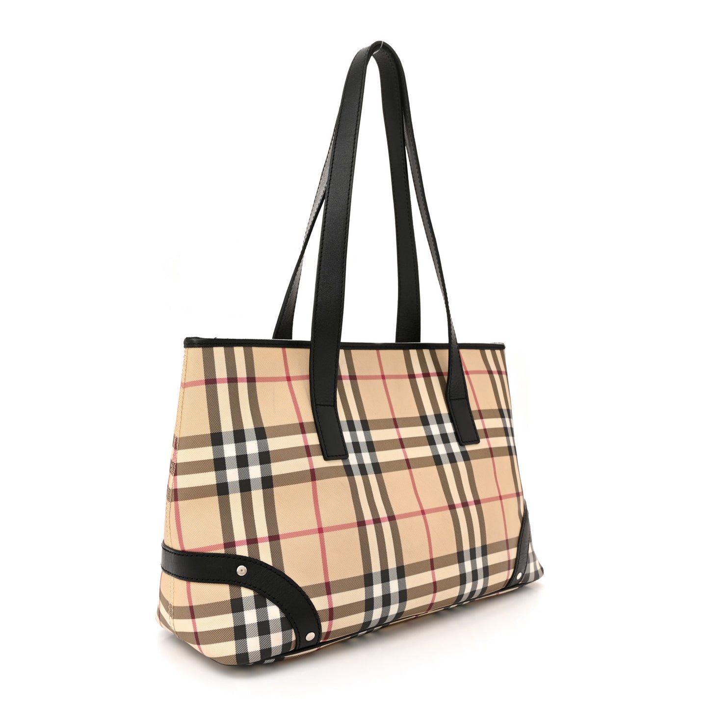 Vintage Check Studded Tote Black