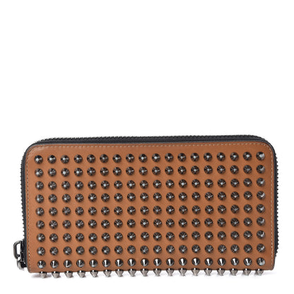 Christian Louboutin Calfskin Panettone Spiked Zip Around Wallet Caramel 1 of 9