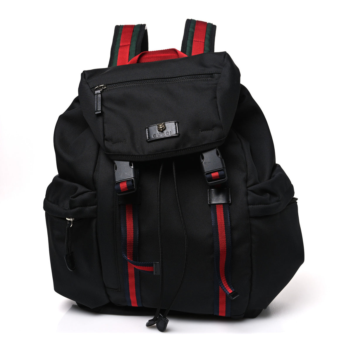 Gucci Techno Canvas Web Double Buckle Backpack Black 1 of 10