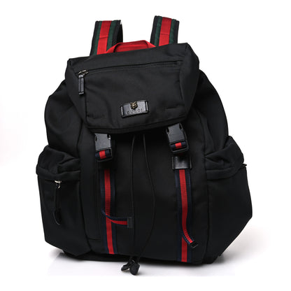 Gucci Techno Canvas Web Double Buckle Backpack Black 1 of 10