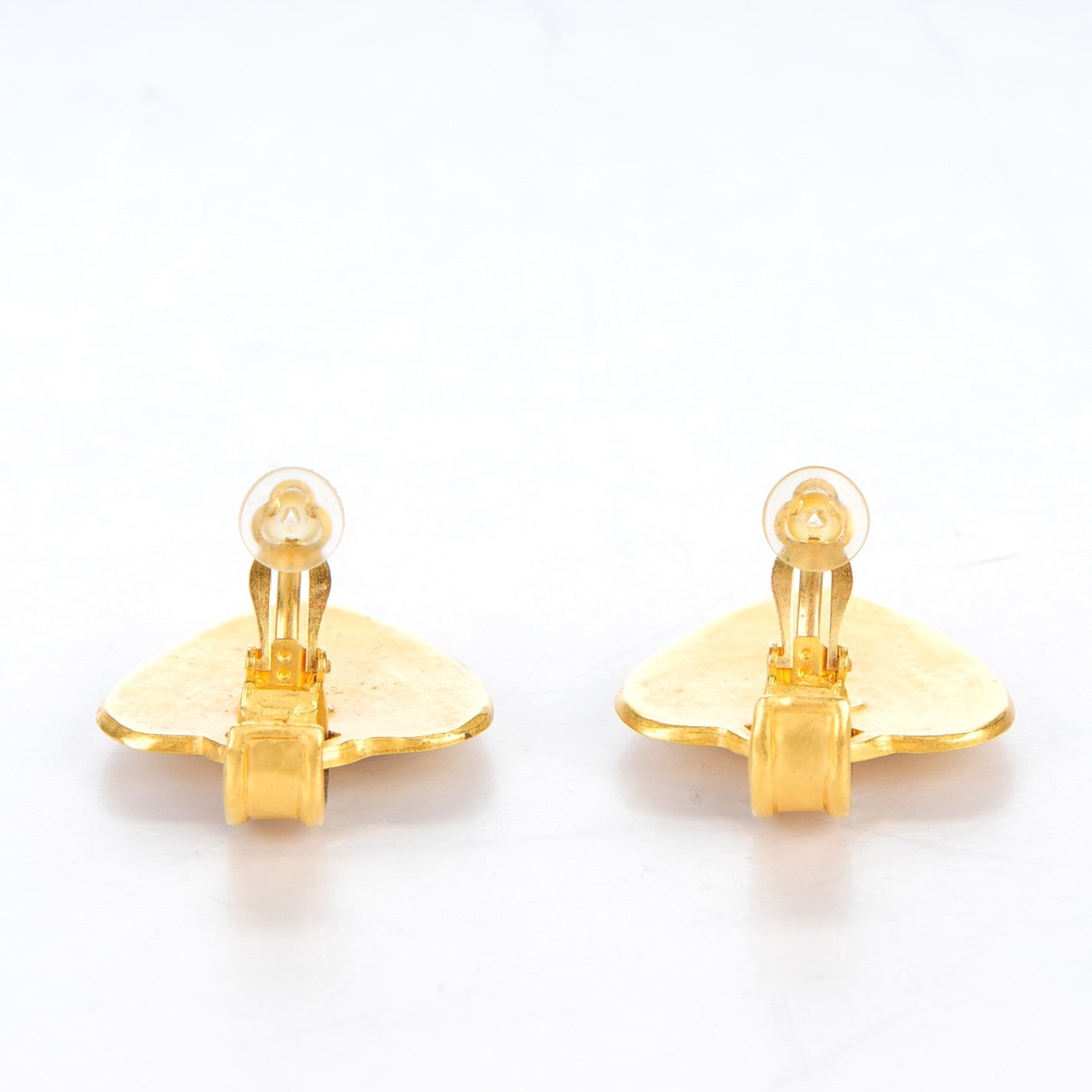 CC Heart Drop Clip On Earrings Gold