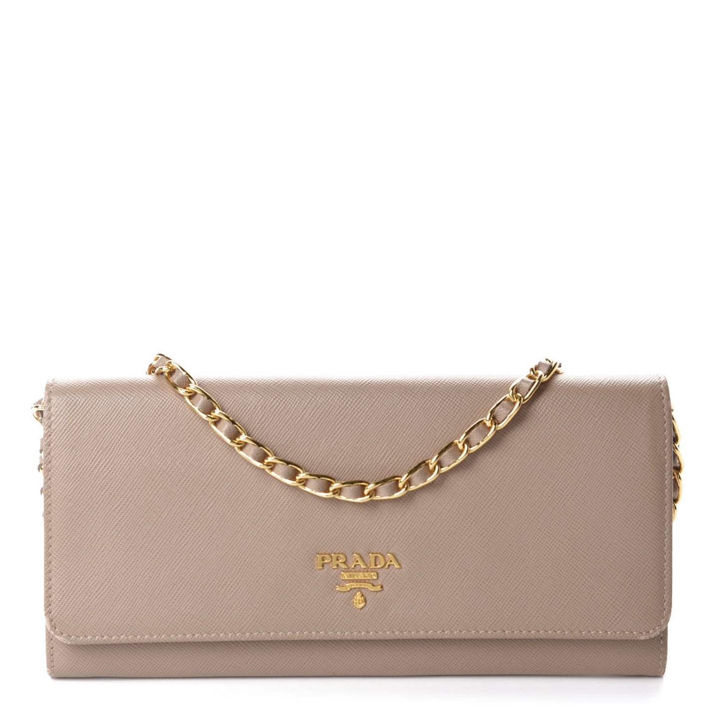 Saffiano Metal Oro Chain Wallet Cammeo