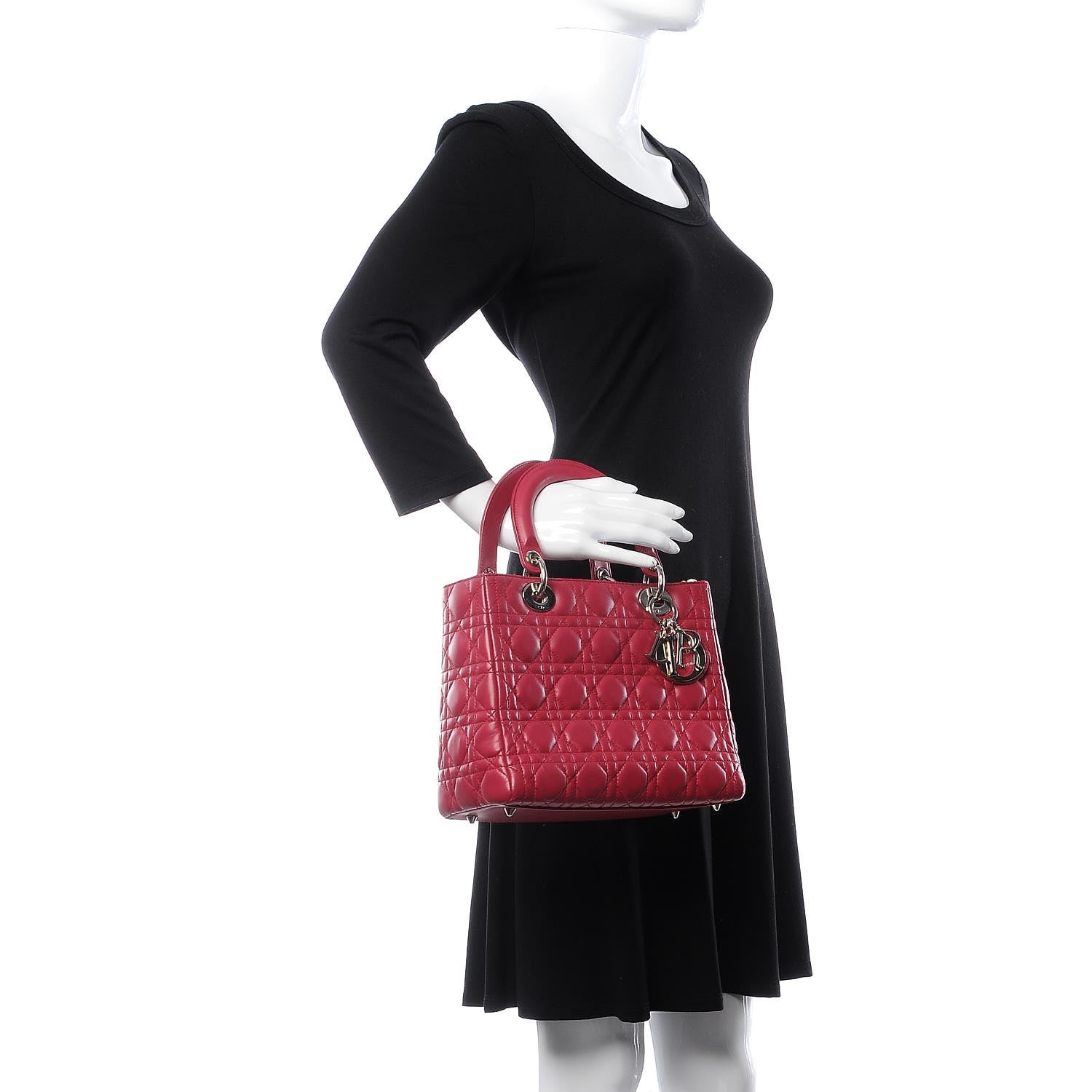 Christian Dior Lambskin Cannage Medium Lady Dior Fuchsia 2 of 8
