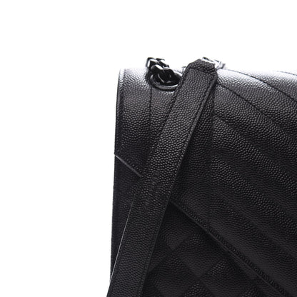 Saint Laurent Grain De Poudre Textured Mixed Matelasse Triquilt Medium Monogram Satchel Black 10 of 15