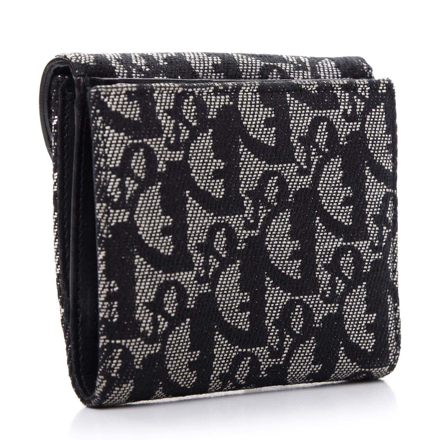 Christian Dior Monogram Compact Saddle Wallet Black 3 of 7