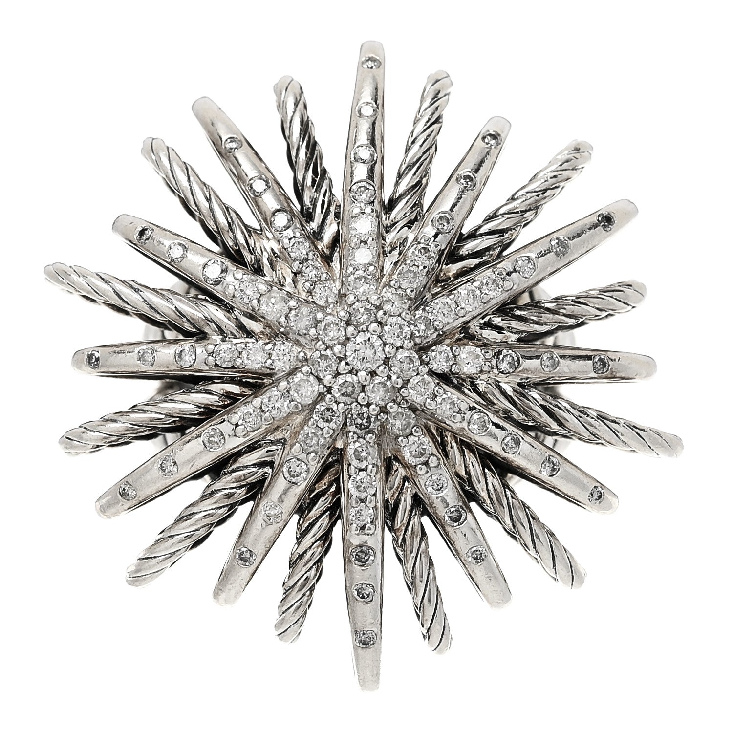 David Yurman Sterling Silver Diamond 30mm Starburst Ring 52 6 1 of 6