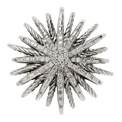 David Yurman Sterling Silver Diamond 30mm Starburst Ring 52 6 1 of 6