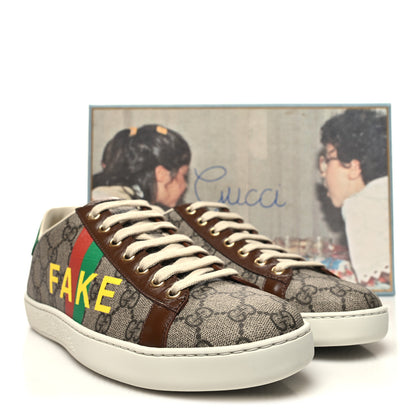Gucci GG Supreme Monogram Fake/Not Womens Ace Sneakers 39.5 Beige New Shamarock Brown Sugar 9 of 9