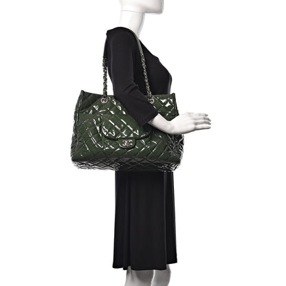Chanel Patent Quilted Large Coco Shine Shopping Tote Dark Green 2 of 9