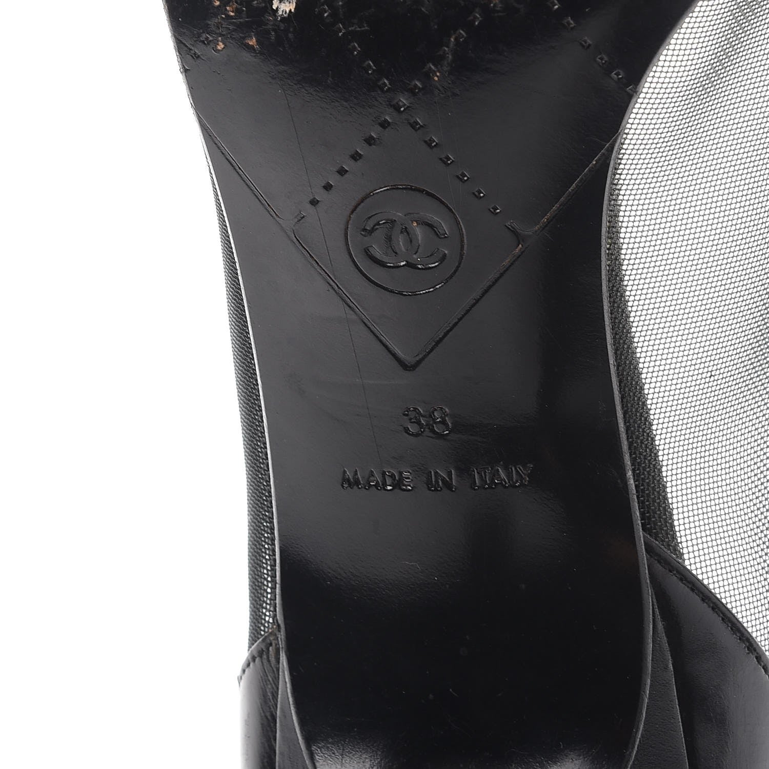 Chanel Lambskin Mesh CC Kitten Heels Pumps 38 Black 10 of 17