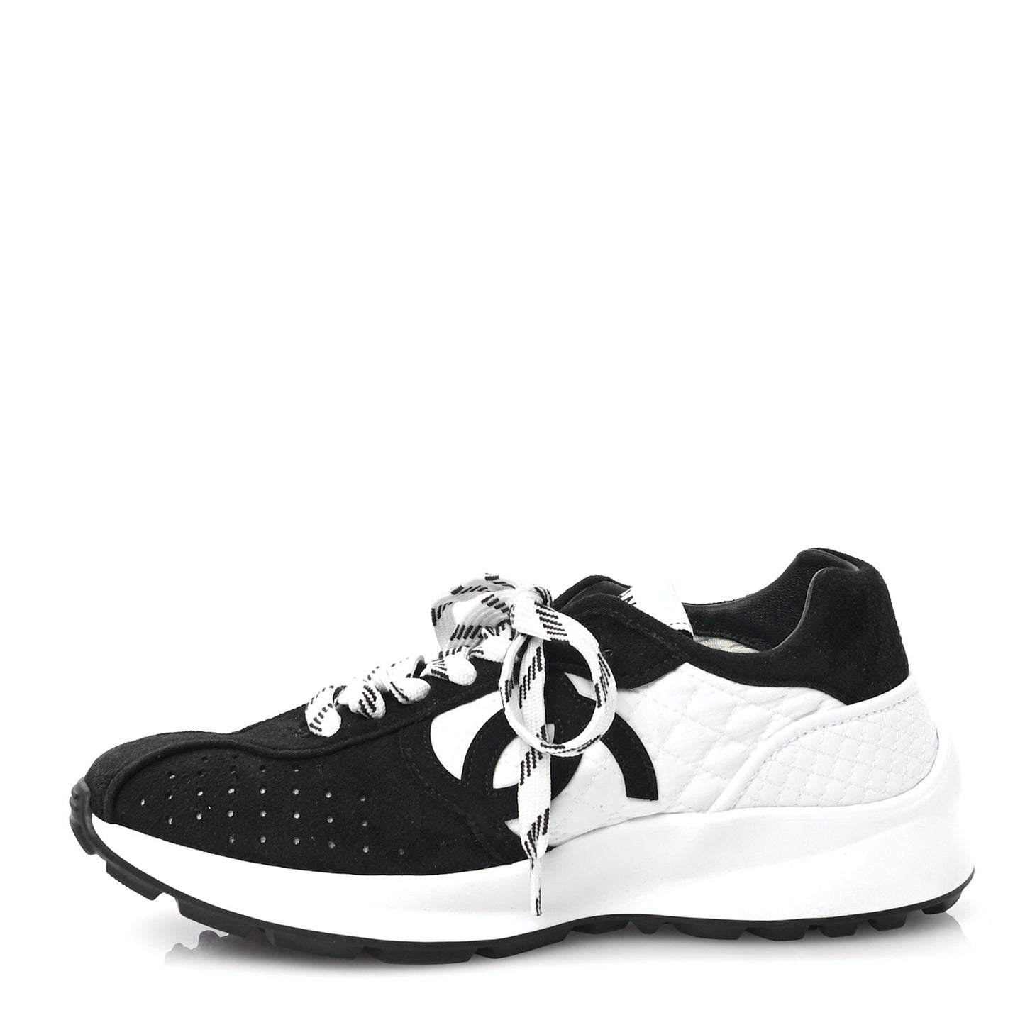 Fabric Suede Kidskin CC Sneakers 36 Dark Navy White