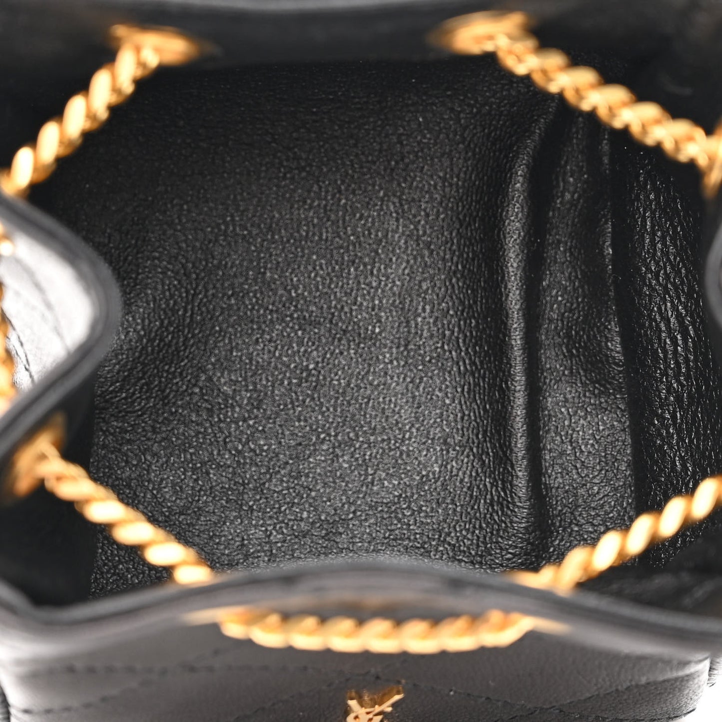 Lambskin Quilted Baby Bucket Bag Black