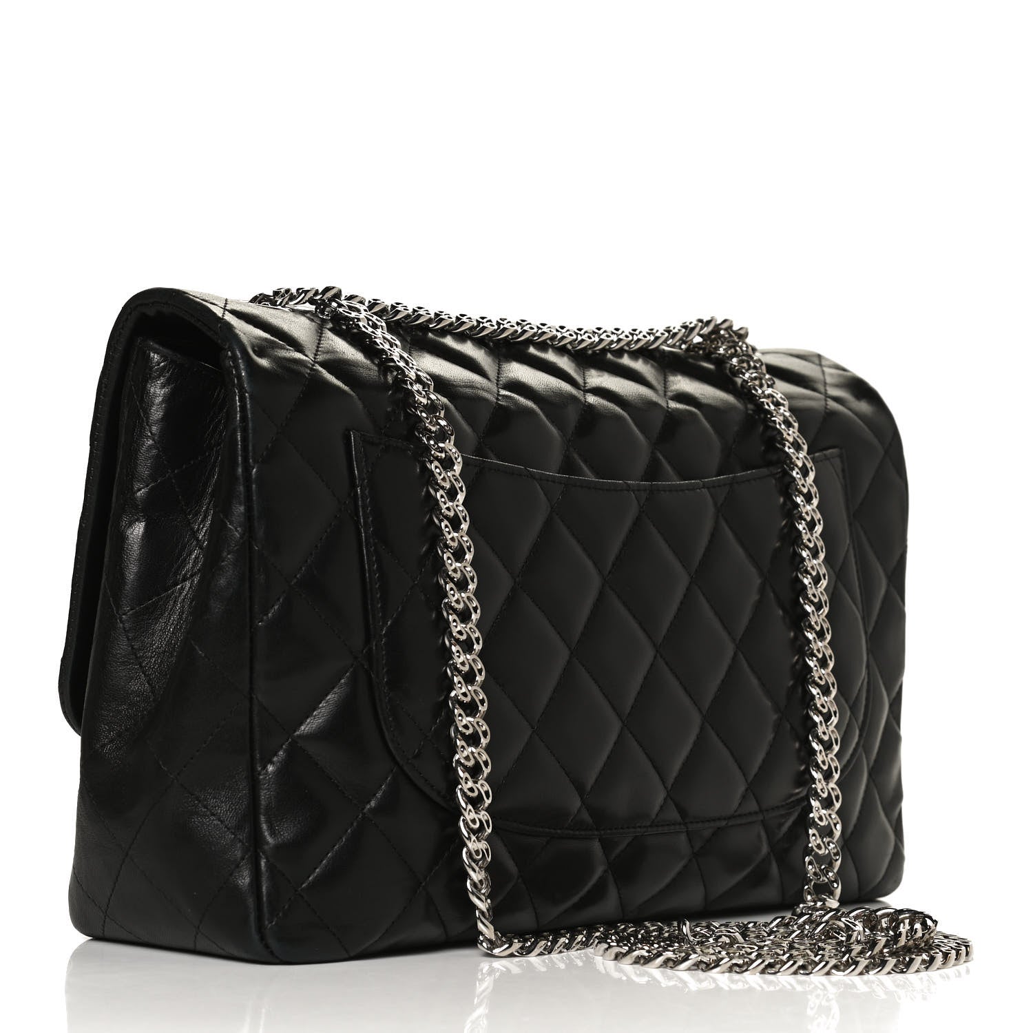 Chanel Lambskin Quilted Jumbo Flap Bijoux Chain Black 2 of 10