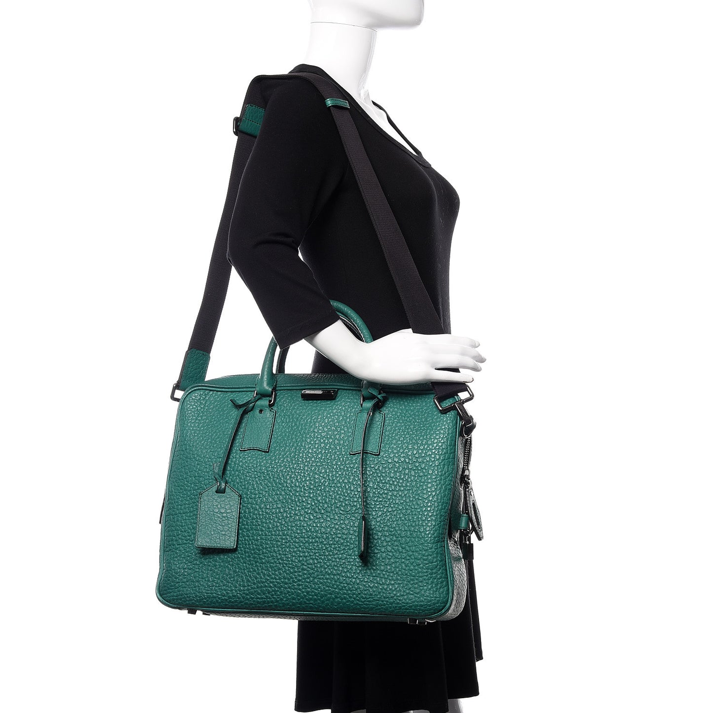 Signature Grain Briefcase Green