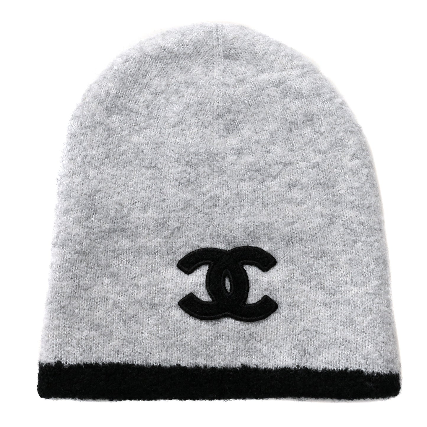 Cashmere Silk CC Beanie Hat Grey Black
