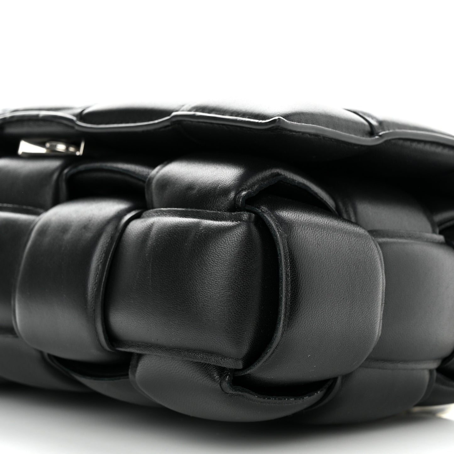 Lambskin Maxi Intreccio Padded Chain Cassette Crossbody Bag Black