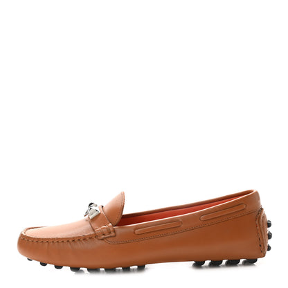Hermes Supple Calfskin Womens Irving Driving Moccasin Loafers 36 Gold 1 of 8