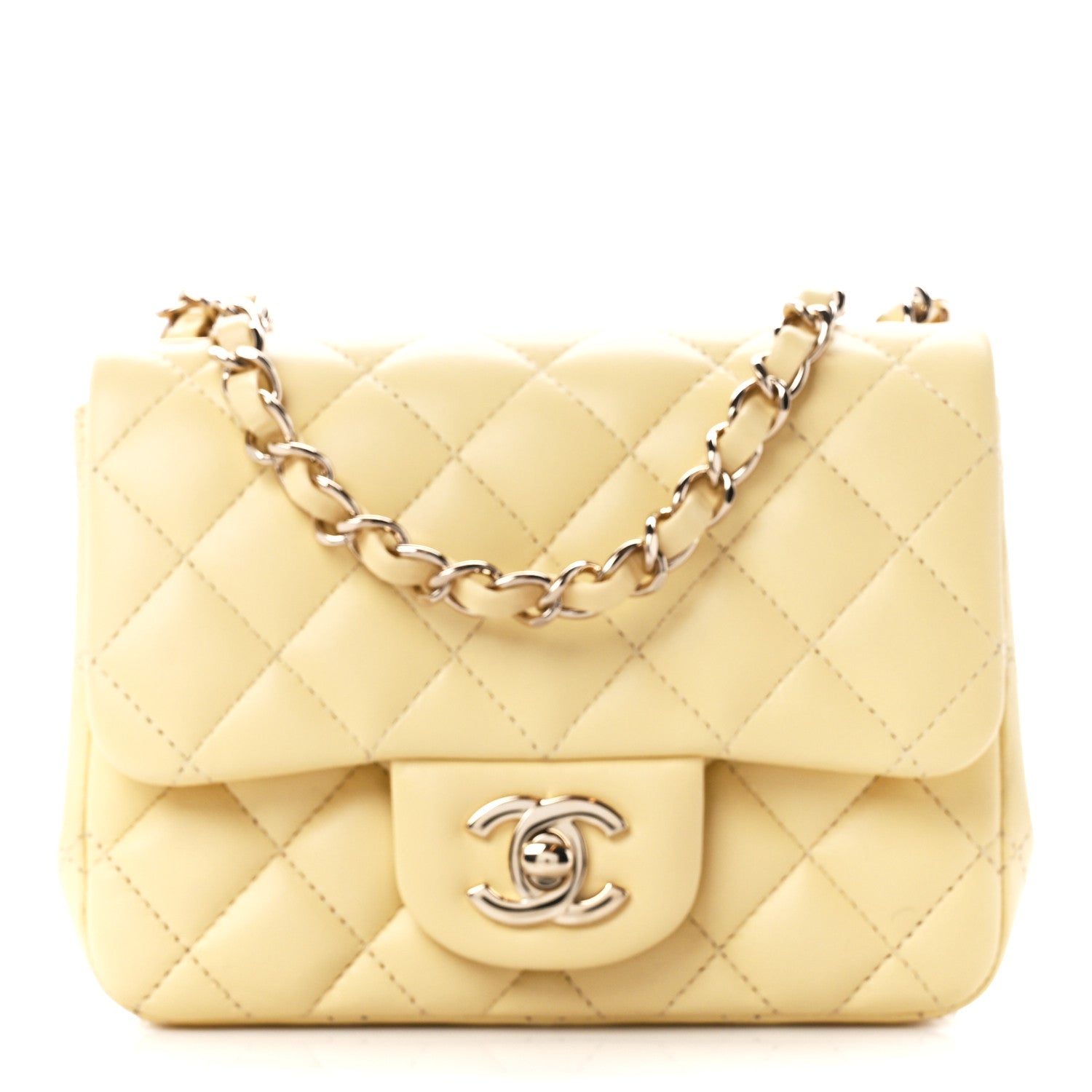 Chanel Lambskin Quilted Mini Square Flap Light Yellow 1 of 12