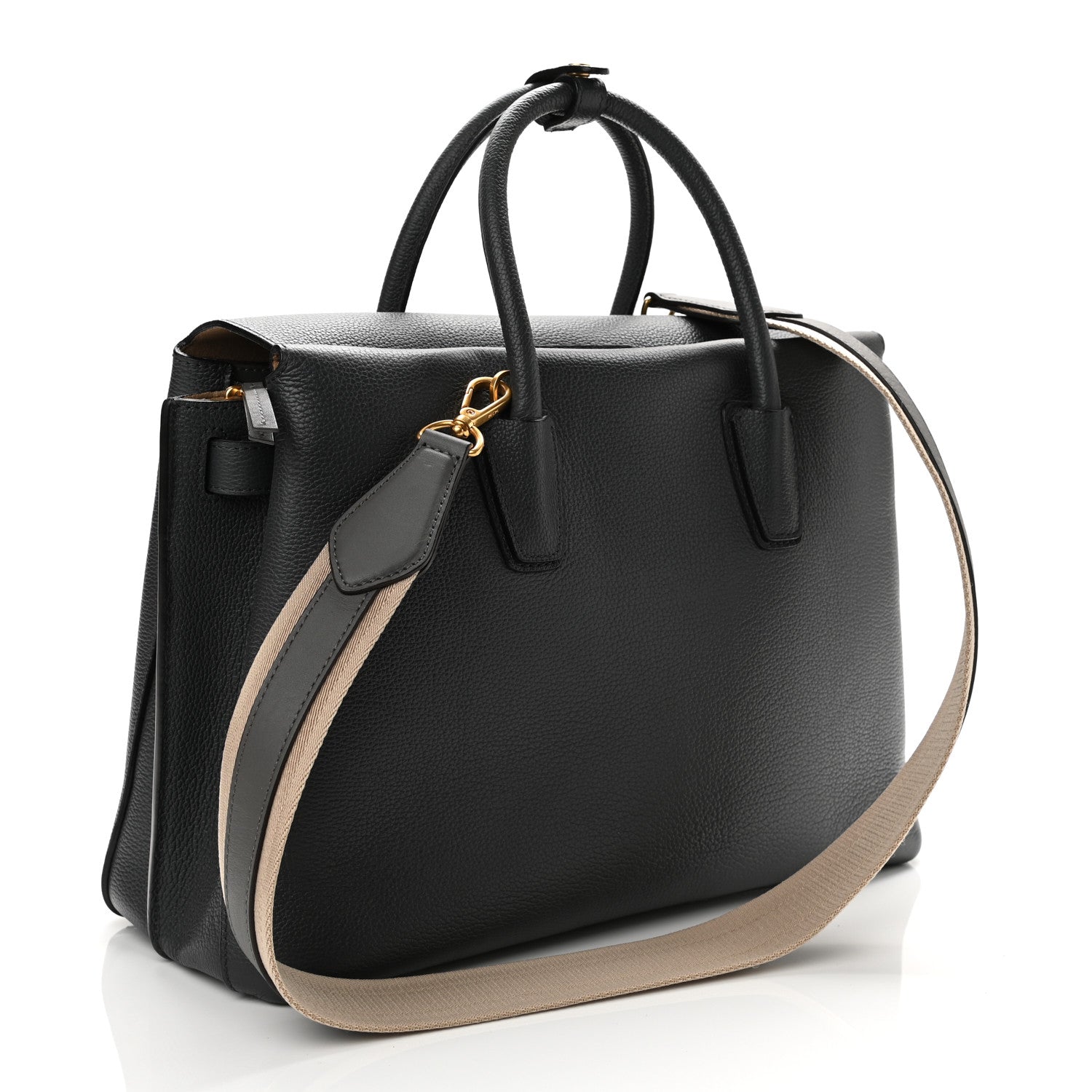 MCM Grained Calfskin Medium Milla Tote Phantom Grey 3 of 16