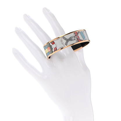 Hermes Enamel Printed Wide Cavald'Or Bracelet 70 Romantique 2 of 6