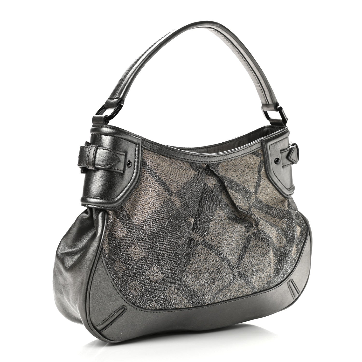 Burberry Shimmer Check Fairby Hobo Pewter 4 of 11