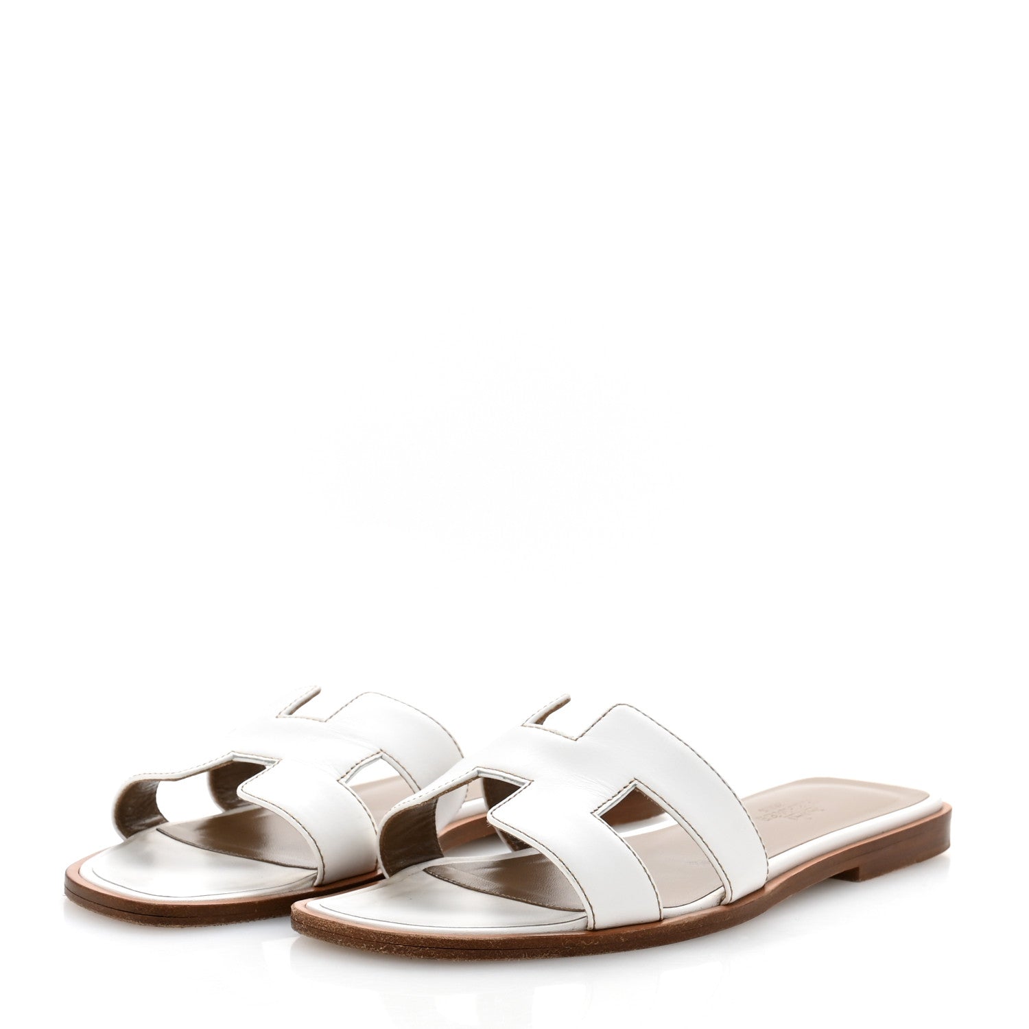 Hermes Box Calfskin Oran Sandals 35 White 4 of 11